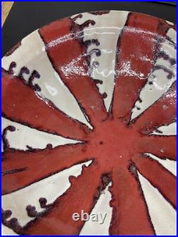 Large 20 Monumental Studio Pottery Bowl starburst Union Jack inspired