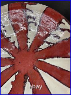 Large 20 Monumental Studio Pottery Bowl starburst Union Jack inspired