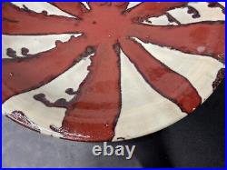 Large 20 Monumental Studio Pottery Bowl starburst Union Jack inspired
