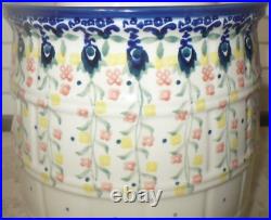 Large 6.25 Qt. Polish Pottery Fermenting Crock Pot Unikat Hanging Floral Pattern