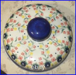 Large 6.25 Qt. Polish Pottery Fermenting Crock Pot Unikat Hanging Floral Pattern