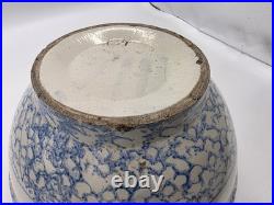 Large Antique Stoneware Mixing Bowl Spongeware Pattern With Band 13 Great Size