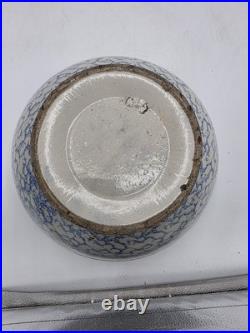 Large Antique Stoneware Mixing Bowl Spongeware Pattern With Band 13 Great Size