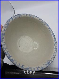 Large Antique Stoneware Mixing Bowl Spongeware Pattern With Band 13 Great Size