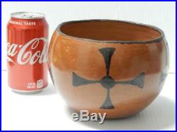 Large Antique / Vintage Maricopa Indian Food Bowl Pot Cross / 4 Directions Dsgn