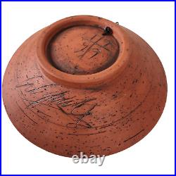Large Art Pottery Bowl Signed Mitch Yung Ceramics Centerpiece Decor Vintage USA
