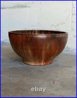 Large Brown Drip Glaze Ceramic Bowl 1960s Mid-Century Modern