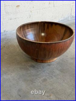 Large Brown Drip Glaze Ceramic Bowl 1960s Mid-Century Modern
