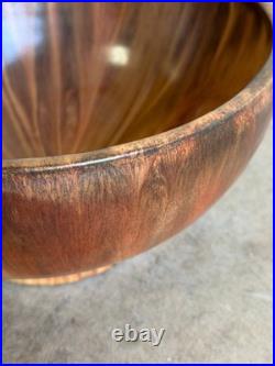 Large Brown Drip Glaze Ceramic Bowl 1960s Mid-Century Modern