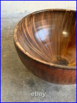 Large Brown Drip Glaze Ceramic Bowl 1960s Mid-Century Modern