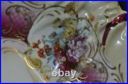 Large RS Prussia Germany Bavaria Mold Bowl Hand Painted Floral Schlegelmilch