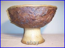 Large Unusual Vintage Mid-Century Studio Pottery Centerpiece Punch Bowl