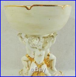 Large Vintage 15 Jamar Mallory 1963 Gold Cherub Putti Compote Centerpiece Bowl