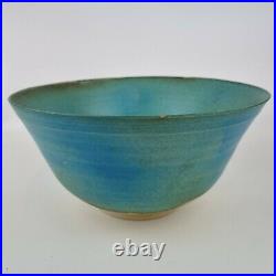 Large Vintage Blue Glazed Studio Pottery Bowl 12.5cm High x 25.5cm Diameter
