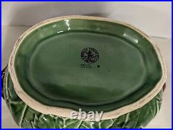 Large Vintage Bordallo Pinheiro Green Maple Leaf Tureen /Casserole Dish & Lid