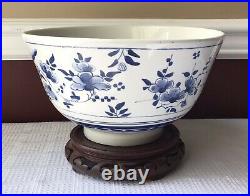 Large Vintage Delfts Williamsburg Restoration Porcelain Punch Bowl, Holland
