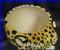 Large Vintage Italian Majolica Cheetah Bowl Planter Flower Pot