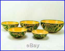 Large Vintage Mexican Pottery Nesting Bowls Set Of 5