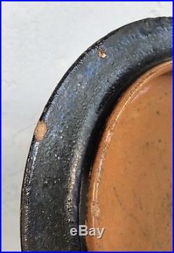 Large Vintage Mexican Tlaquepaque Black Pottery Serving Bowl
