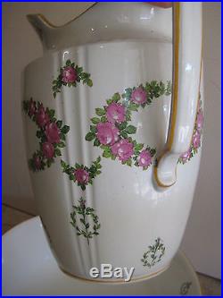 Large Vintage Mintons Floral England Wash Basin Bowl & Pitcher Set, 16 1/2