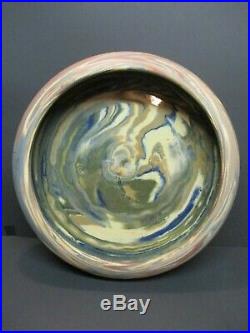 Large Vintage Niloak Pottery Mission Swirl Console Low Bowl Circa. 1925-1930 12