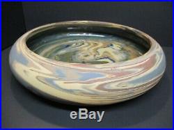 Large Vintage Niloak Pottery Mission Swirl Console Low Bowl Circa. 1925-1930 12