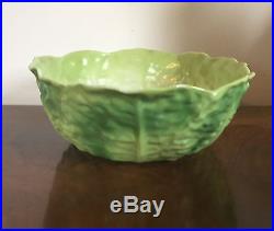 Large Vintage Porcelain Green Cabbage Lettuce Leaf Salad Serving Vegetable Bowl