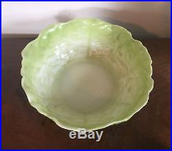 Large Vintage Porcelain Green Cabbage Lettuce Leaf Salad Serving Vegetable Bowl