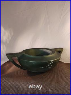 Large Vintage circa-1960s Arts & Crafts Hand Formed Art Pottery Bowl Matte Green