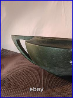 Large Vintage circa-1960s Arts & Crafts Hand Formed Art Pottery Bowl Matte Green