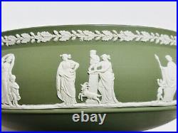 Large Wedgwood Jasperware Sage Neoclassical Centerpiece Pedestal Bowl 8 Dia