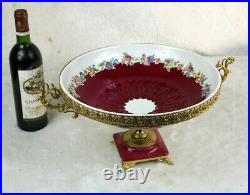 Large vintage italian porcelain centerpiece coupe floral decor marked 1960