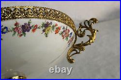 Large vintage italian porcelain centerpiece coupe floral decor marked 1960