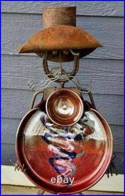 Larrabee Multicolored Art Pottery Chip Dip Bowl 12 Diameter Signed Sushi VTG