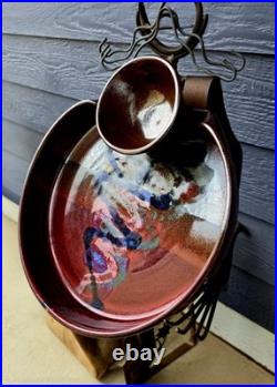 Larrabee Multicolored Art Pottery Chip Dip Bowl 12 Diameter Signed Sushi VTG