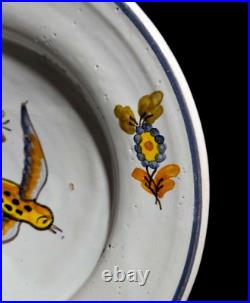 Late 18th-early 19th C Antique French Quimper Hand Dec. Figurative Ceramic Bowl