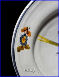 Late 18th-early 19th C Antique French Quimper Hand Dec. Figurative Ceramic Bowl