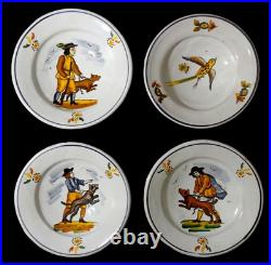 Late 18th-early 19th C Antique French Quimper Hand Dec. Figurative Ceramic Bowl