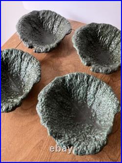 Leaf bowls set 4 vintage design leaves matte green lettuce salad cabbage nature