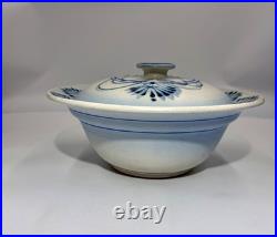 Lee Davis Studios Pottery Large Serving Dish / Bowl Lidded Blueberries Signed