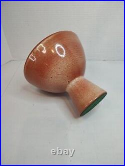 Lee Rosen Design-Technics Vintage Mid-Century Pedestal Bowl Brown Glaze 6.25H