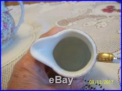 Lefton Rose Chintz Vtg Porcelain China Teapot, Creamer & Sugar Bowl Handpainted