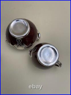 Lenox Art Deco Sterling Silver Overlay Sugar Bowl and Creamer