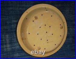 Lg 13 French Antique Yellow Ware Colander Vintage Pottery Shallow Bowl Sieve
