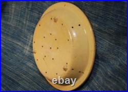 Lg 13 French Antique Yellow Ware Colander Vintage Pottery Shallow Bowl Sieve
