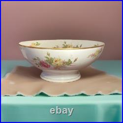 Limoges France Floral Porcelain Pedestal Punch Bowl