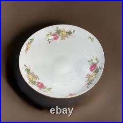 Limoges France Floral Porcelain Pedestal Punch Bowl