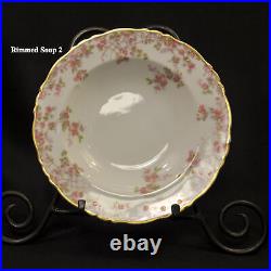 Limoges Haviland 8 Rimmed Soup Bowls Trellis Pink Gold Louis XIV Mold 1958-1962