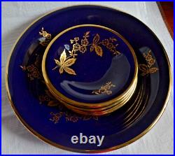 Lindner Kueps Bavaria Echt Cobalt Lidded Jar Bowl Plates Tray Lot of 9 Pieces