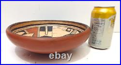 Listed Hopi Ethel Muchvo Signed Vintage Ceramic Bowl Bird & Geometric Design